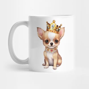 Watercolor Chihuahua Dog Wearing a Crown Mug